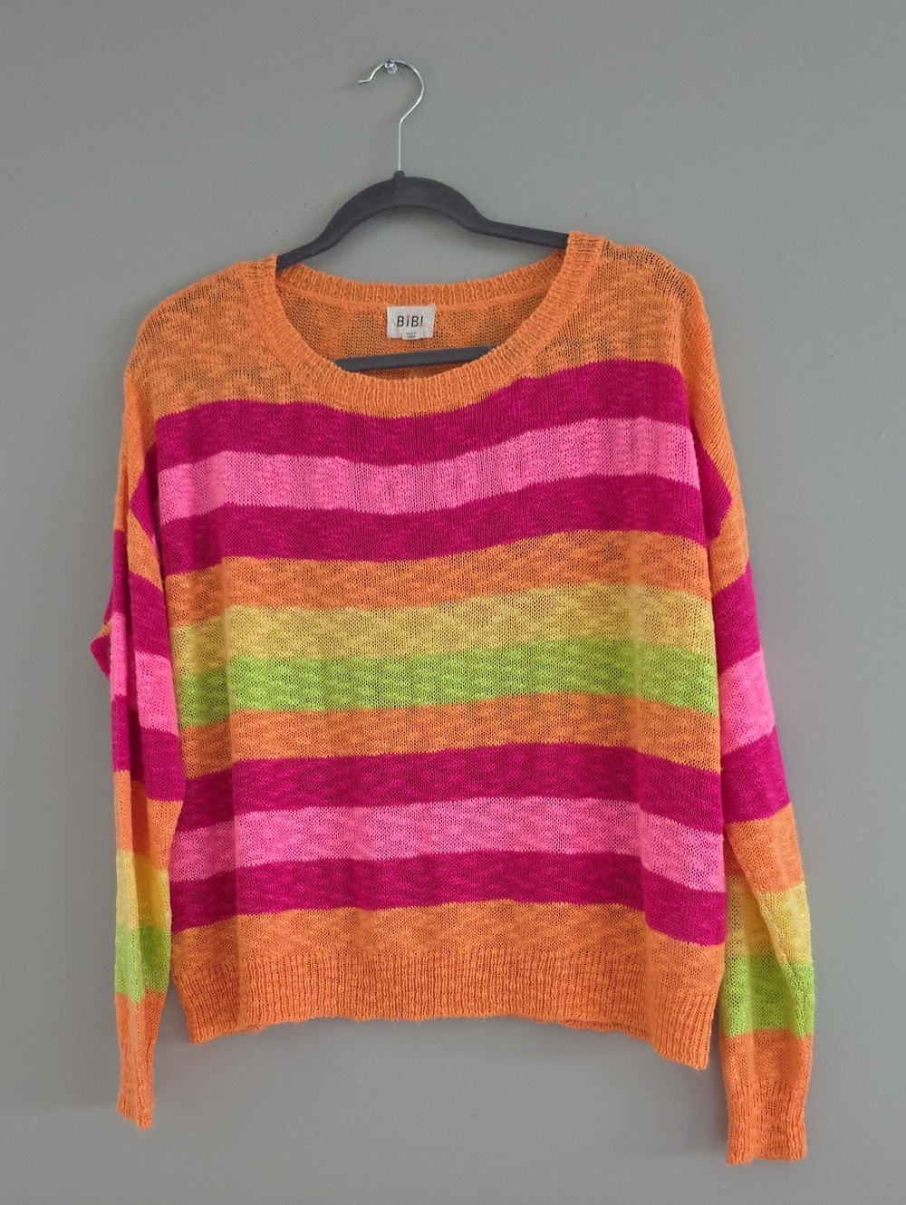 BiBi Bright Multicolor Striped Crewneck Sweater